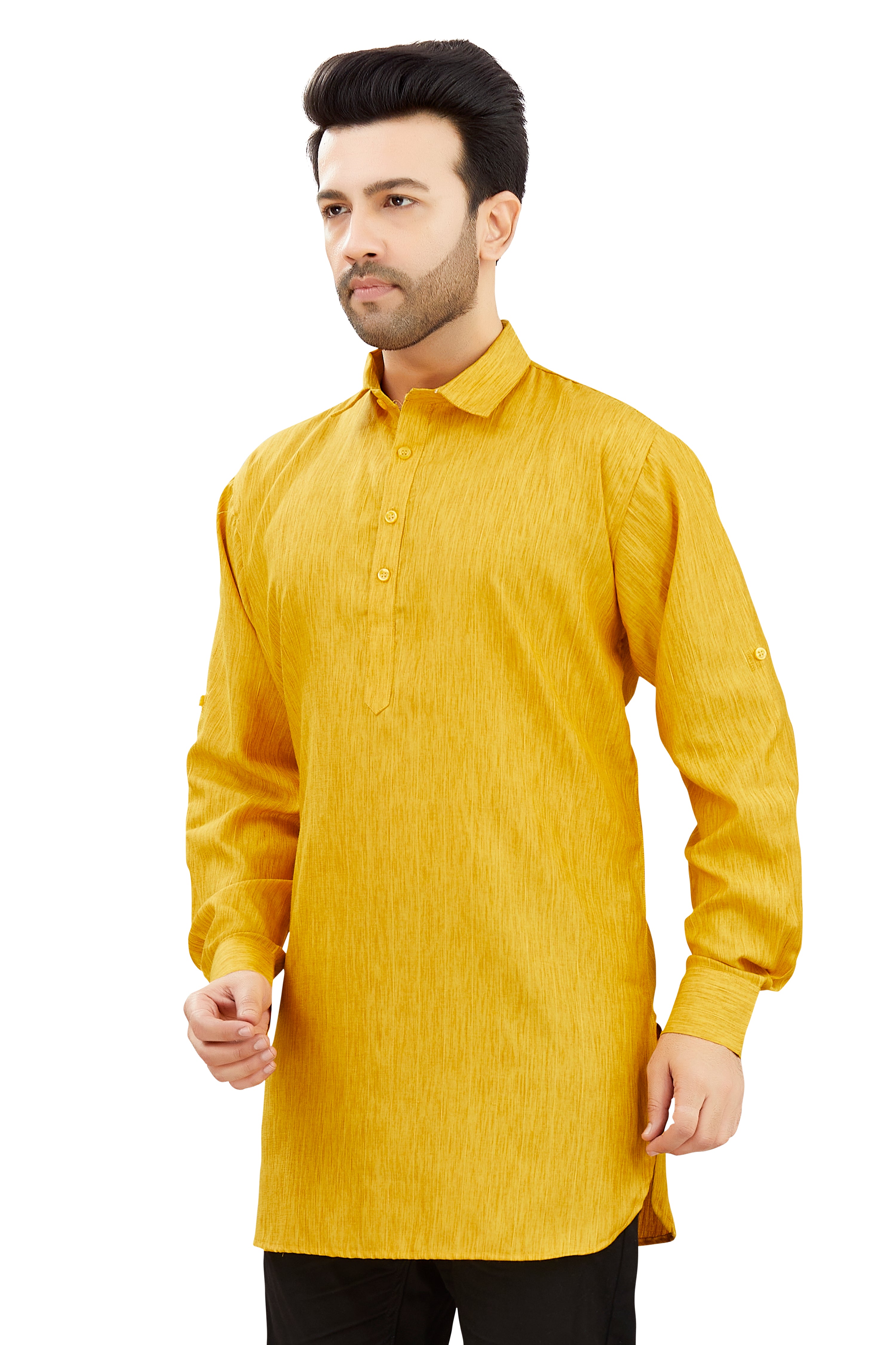 Mens Cotton Silk Plain Kurta - Roop Darshan