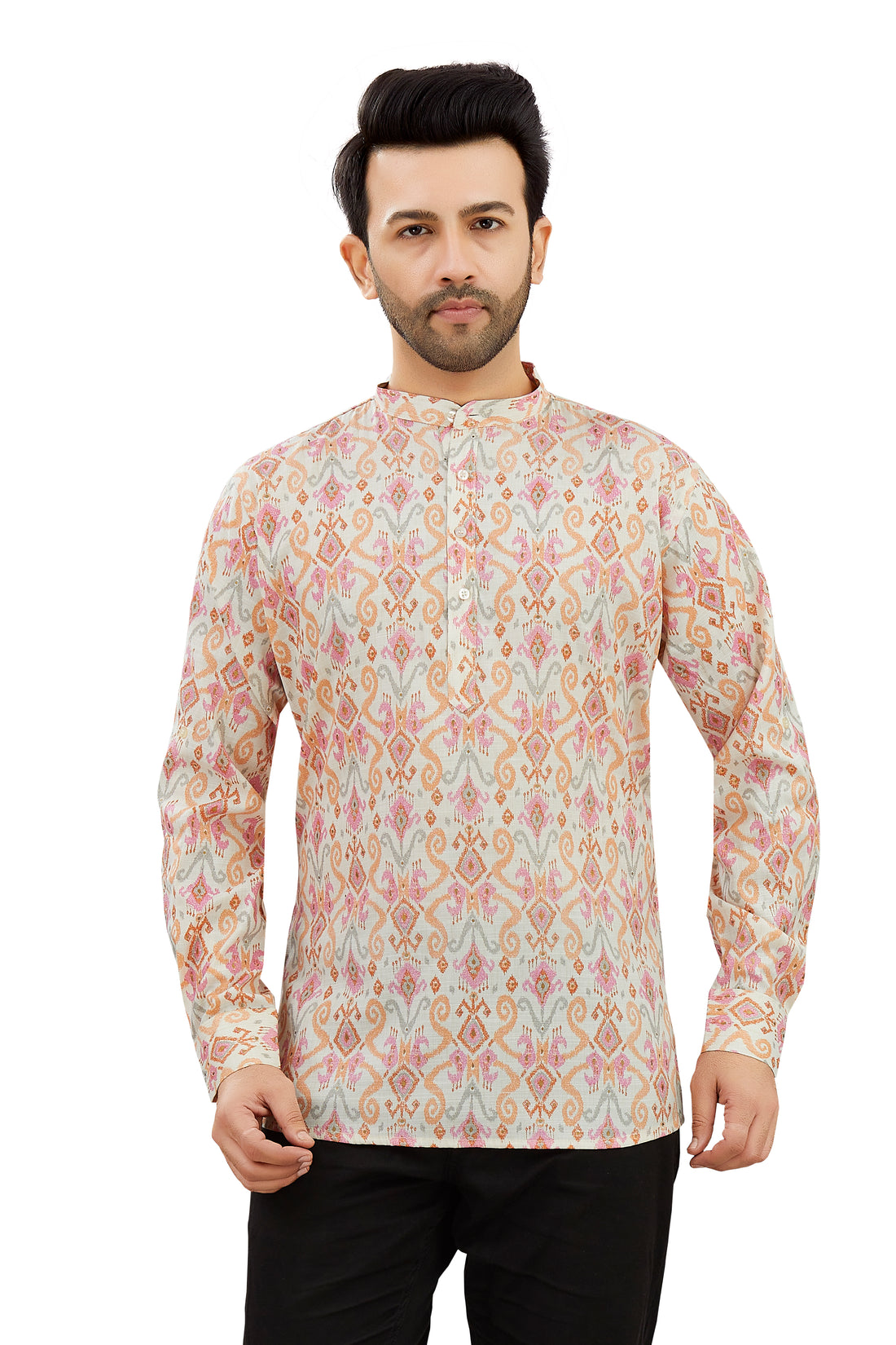 Mens Silk Printed Kurta