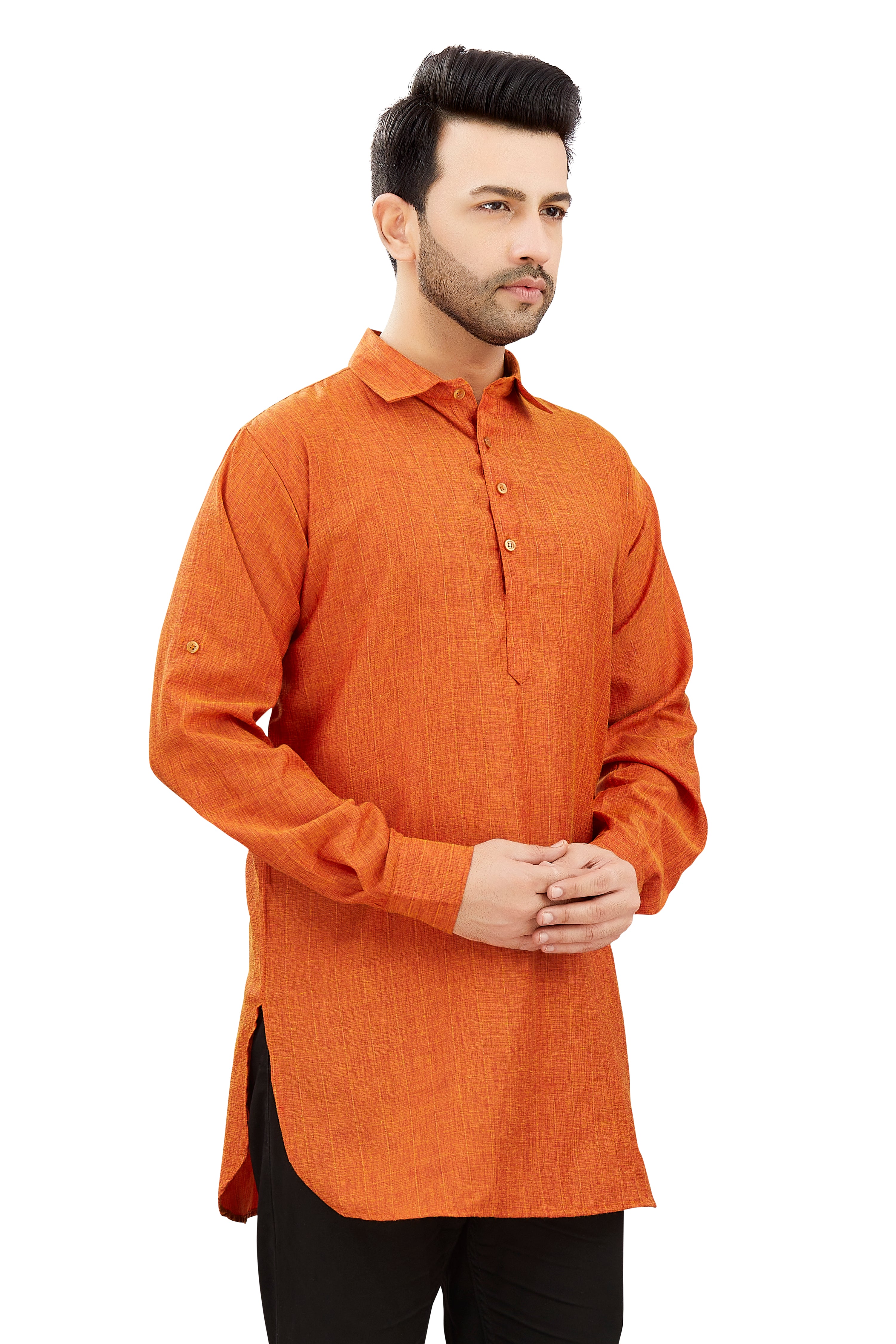 Mens Cotton Silk Plain Kurta - Roop Darshan