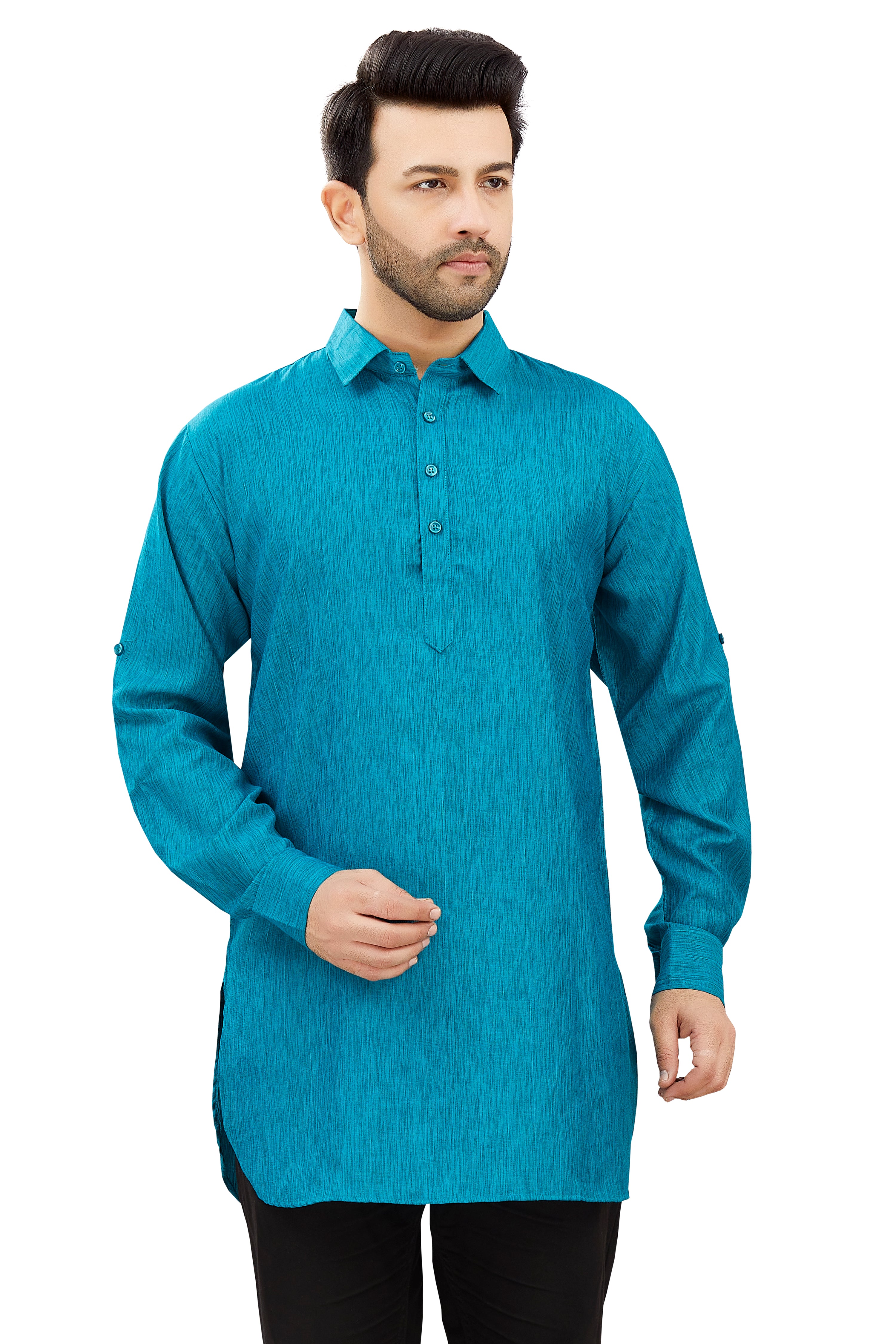 Mens Cotton Silk Plain Kurta - Roop Darshan