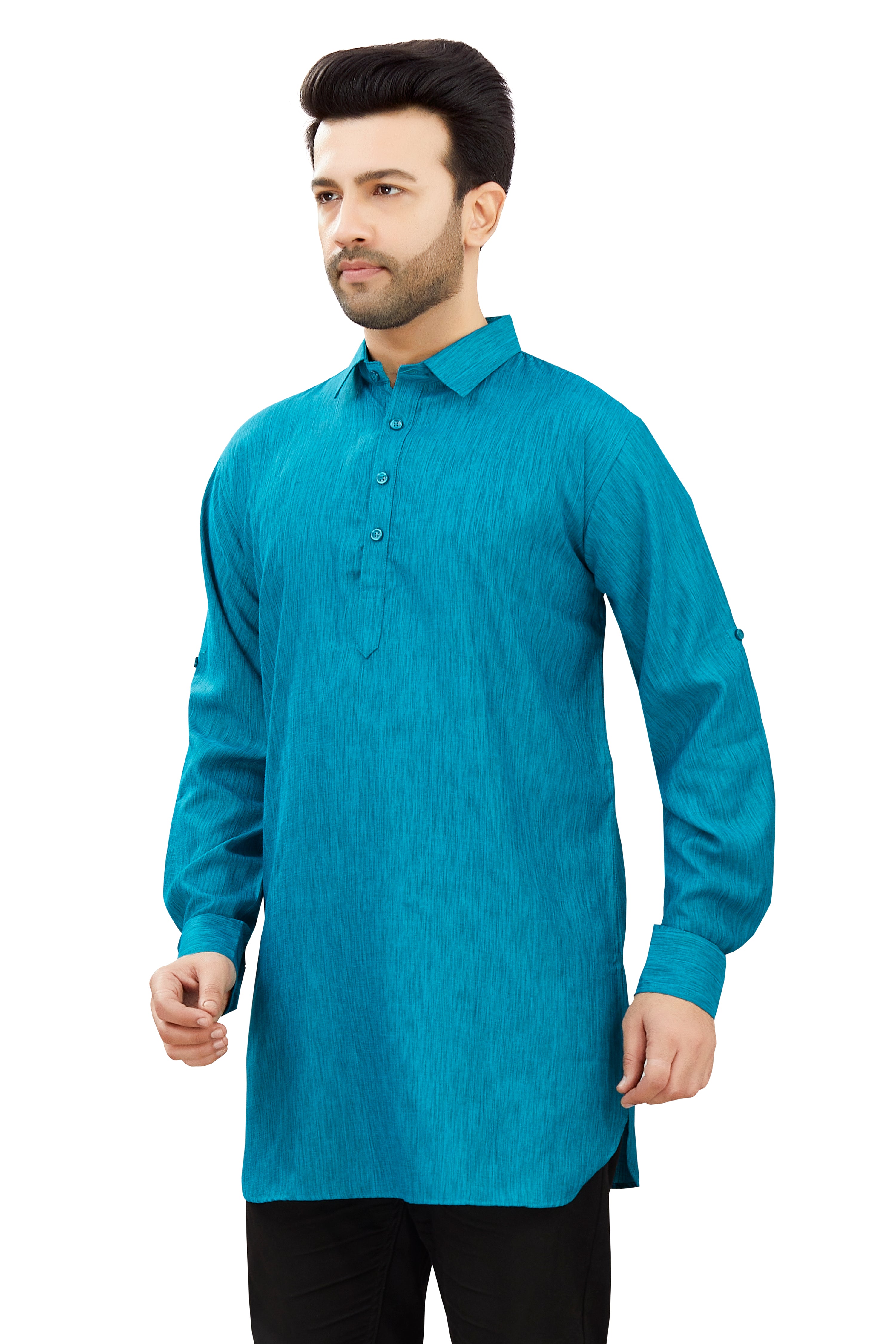 Mens Cotton Silk Plain Kurta - Roop Darshan