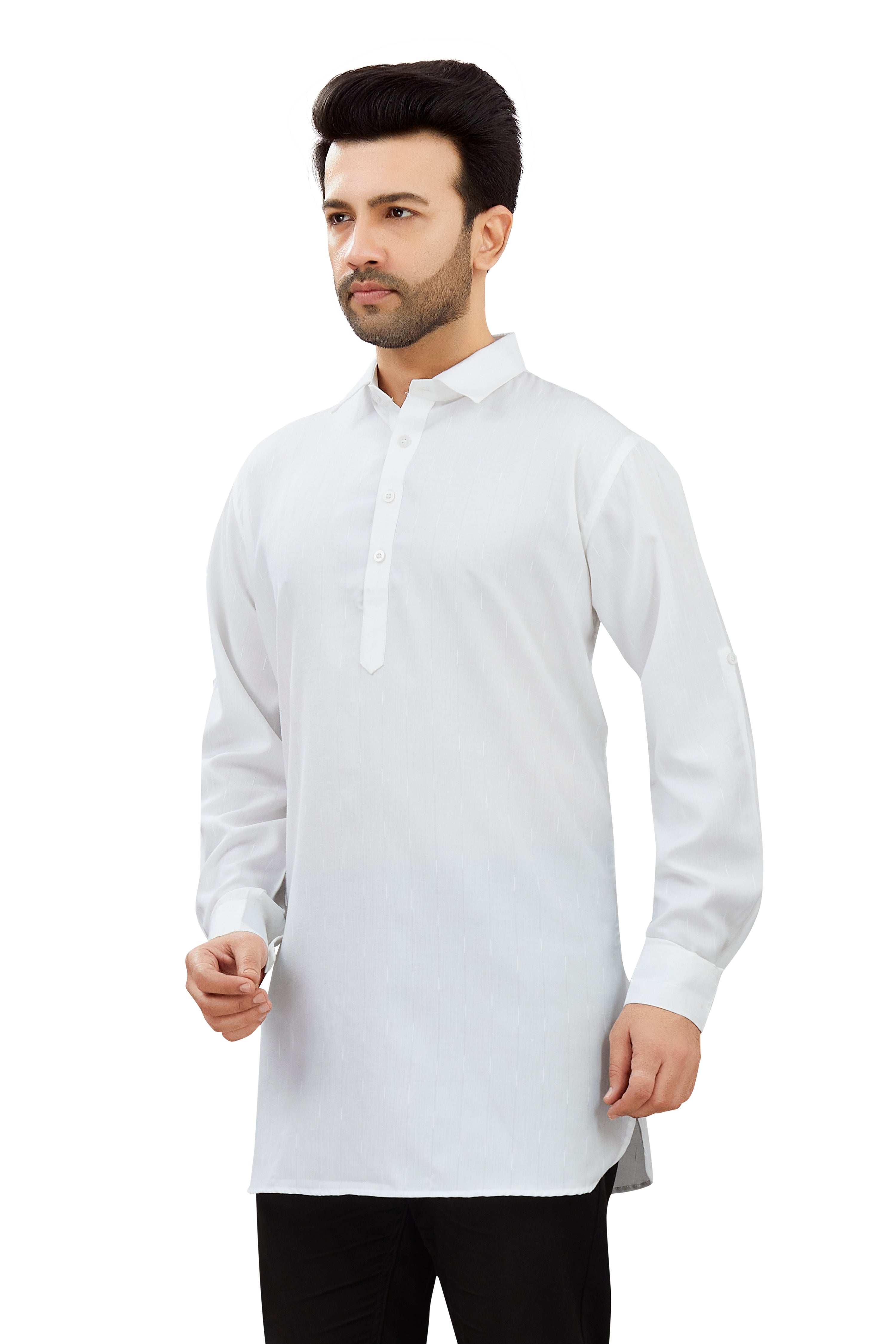 Mens Cotton Silk Plain Kurta - Roop Darshan