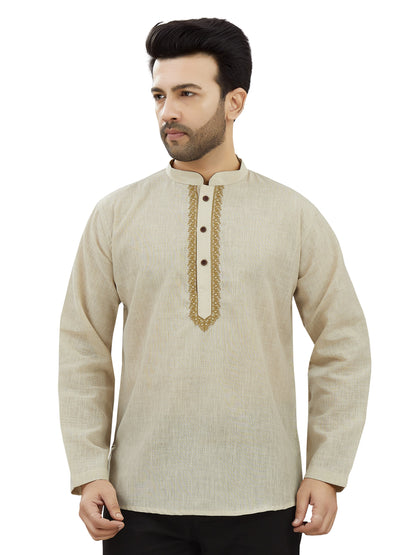 Mens Linen Resham Work Kurti
