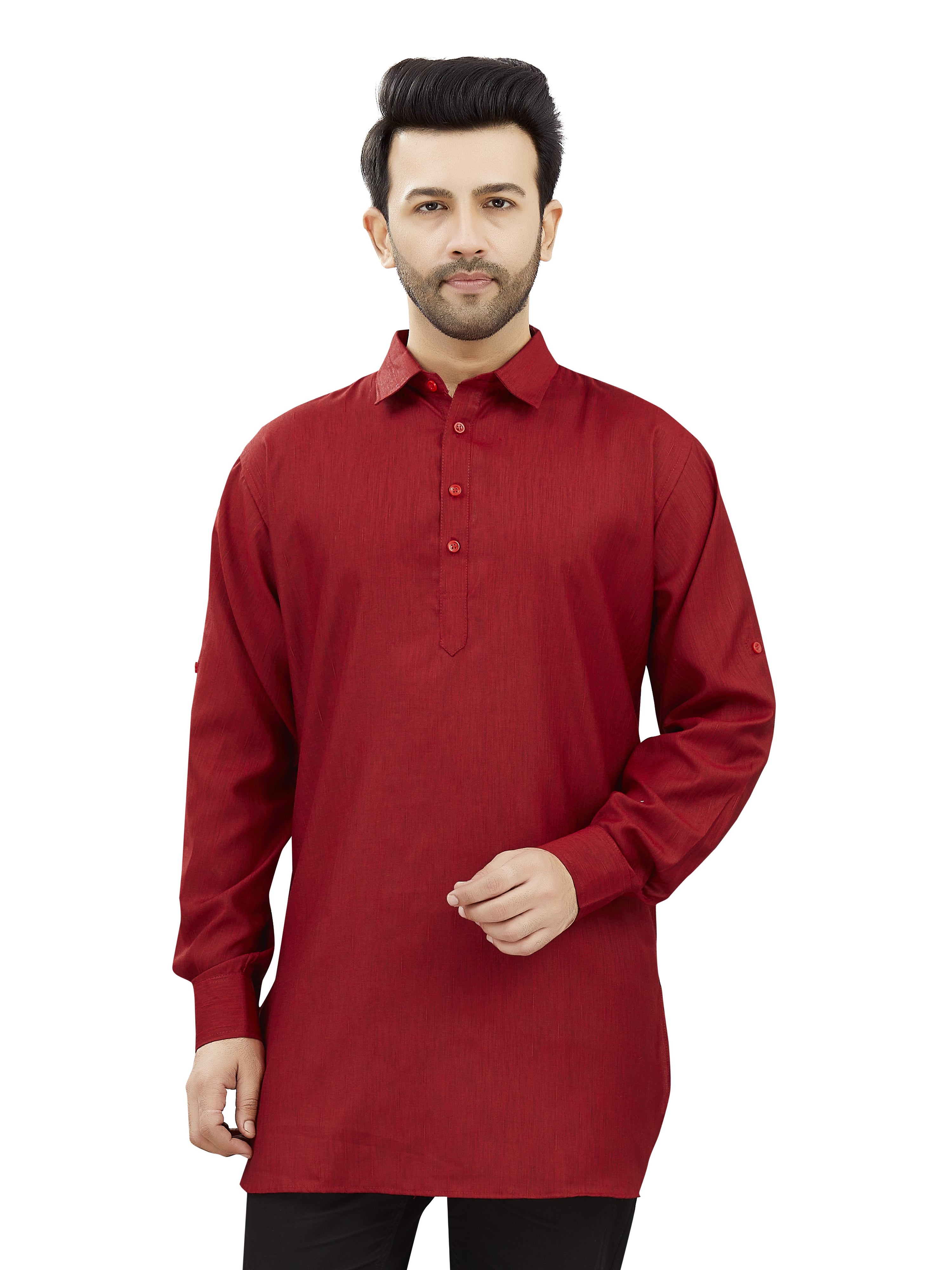 Mens Cotton Silk Plain Kurta - Roop Darshan