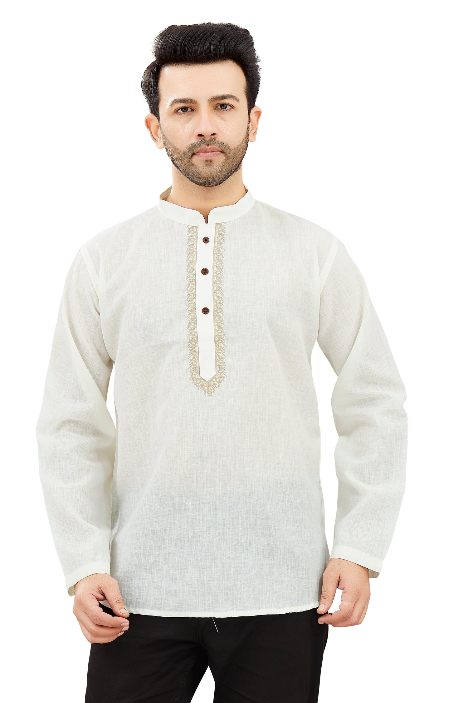 Mens Linen Resham Work Kurti