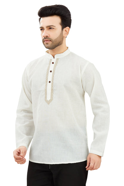 Mens Linen Resham Work Kurti