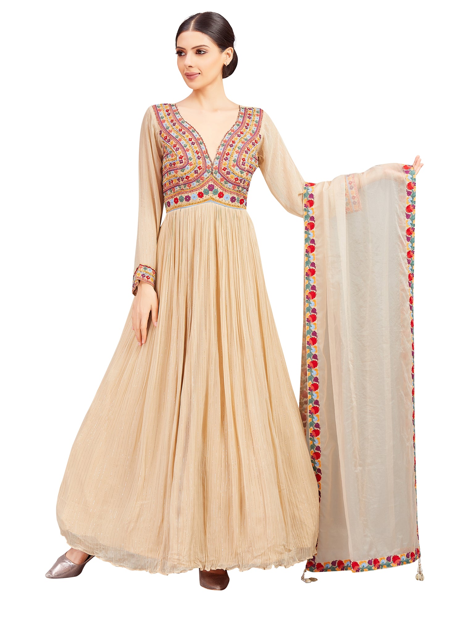 Maitali Gown With Dupatta