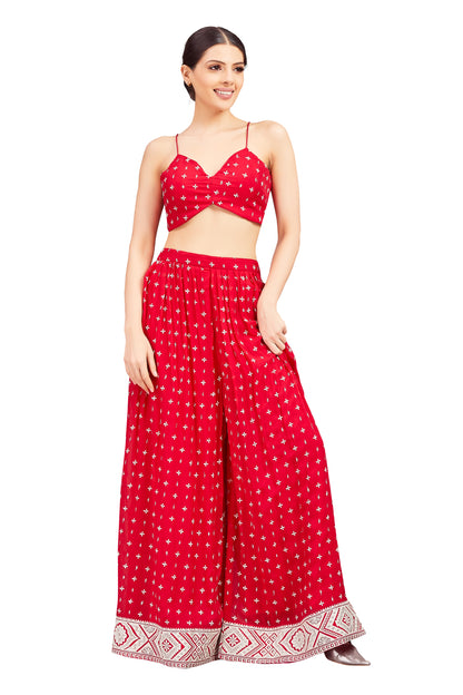 Nataliya Crop Top Palazzo Suit With Jacket