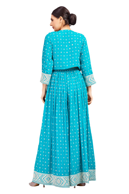 Nataliya Crop Top Palazzo Suit With Jacket