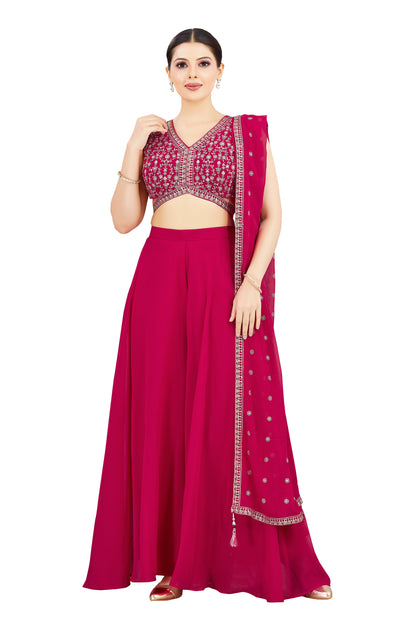 Advika Crop Top Palazzo Suit - Roop Darshan