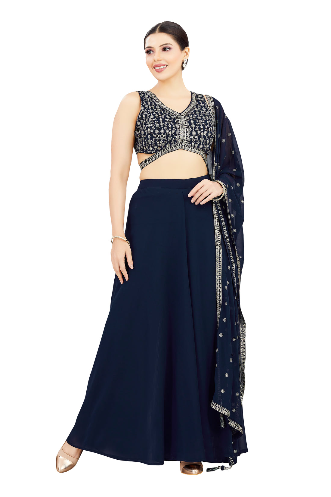 Advika Crop Top Palazzo Suit - Roop Darshan