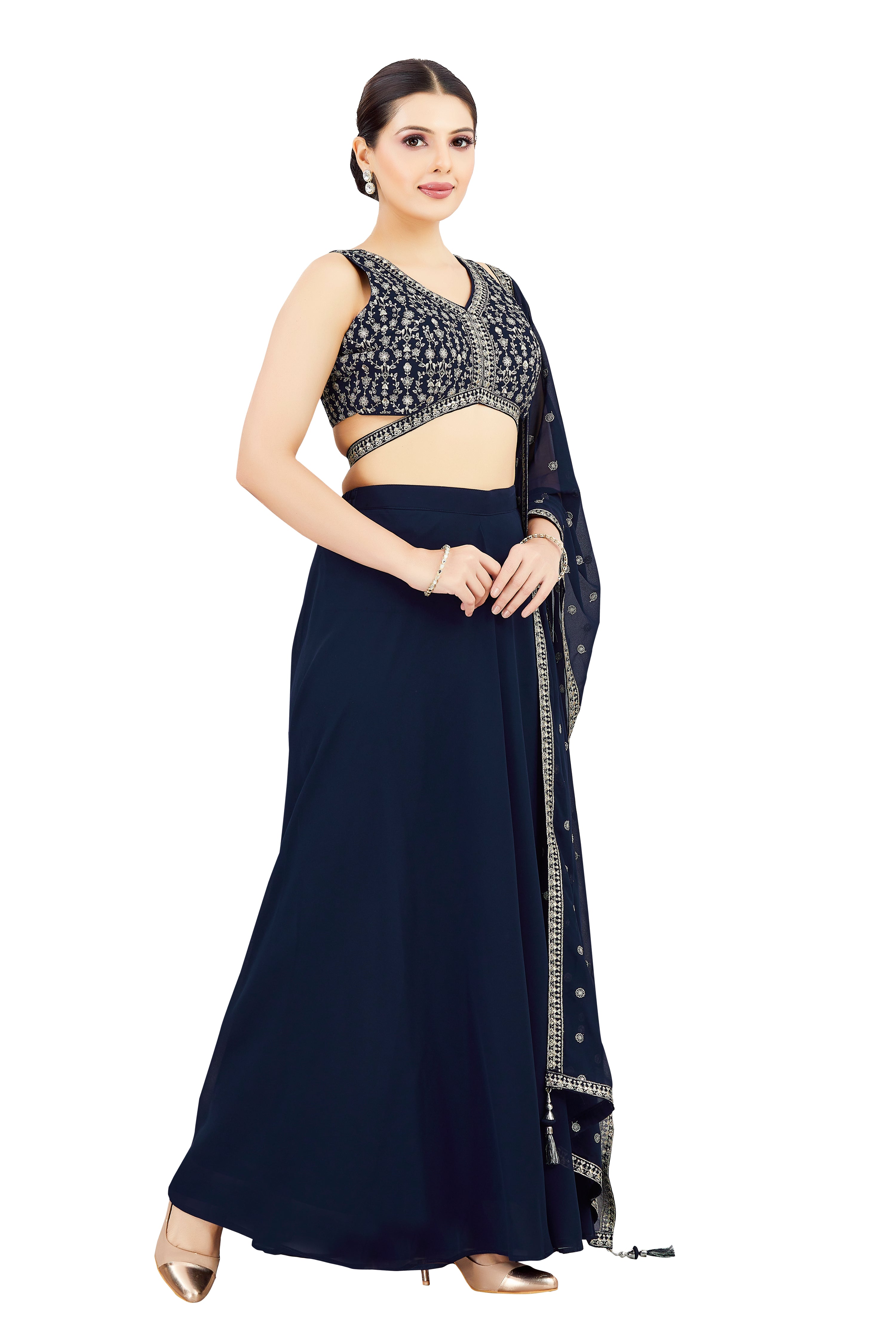 Advika Crop Top Palazzo Suit - Roop Darshan