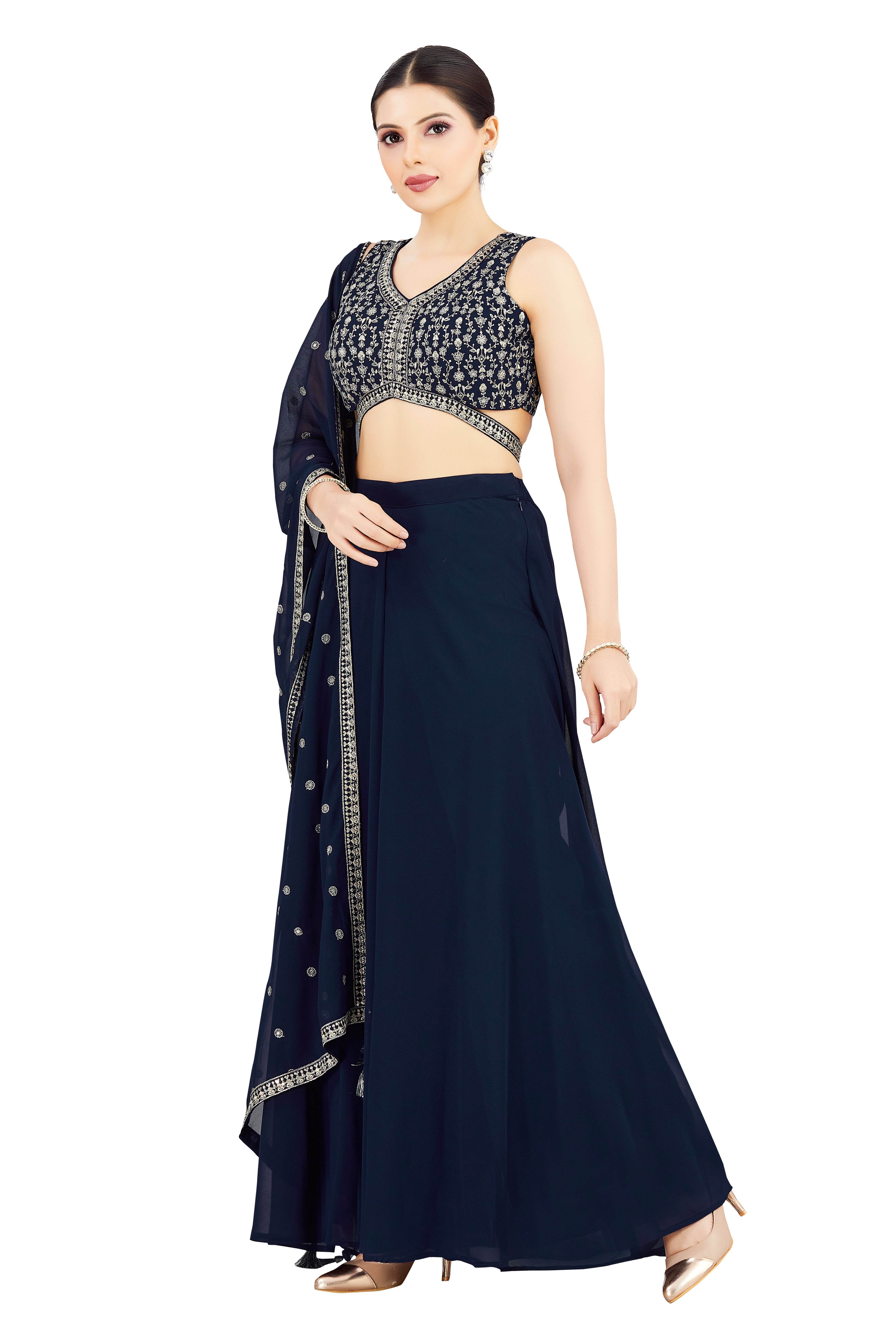 Advika Crop Top Palazzo Suit - Roop Darshan