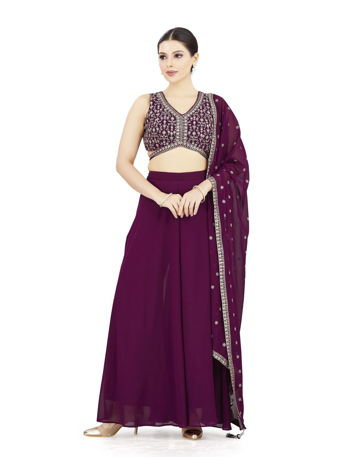 Advika Crop Top Palazzo Suit - Roop Darshan