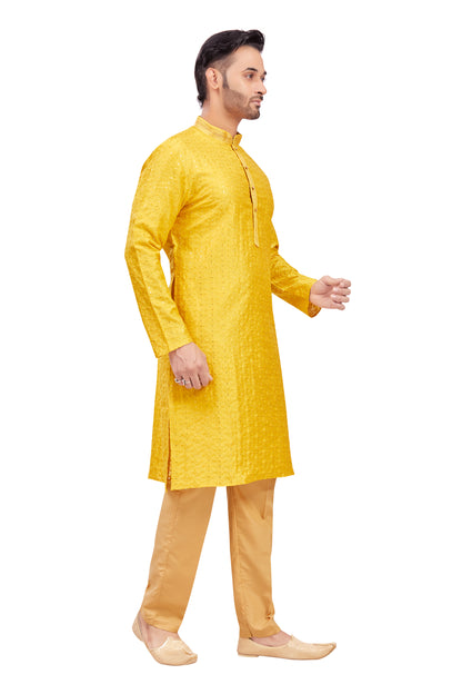 Mens Chickan-Kari Work Kurta Set - Roop Darshan