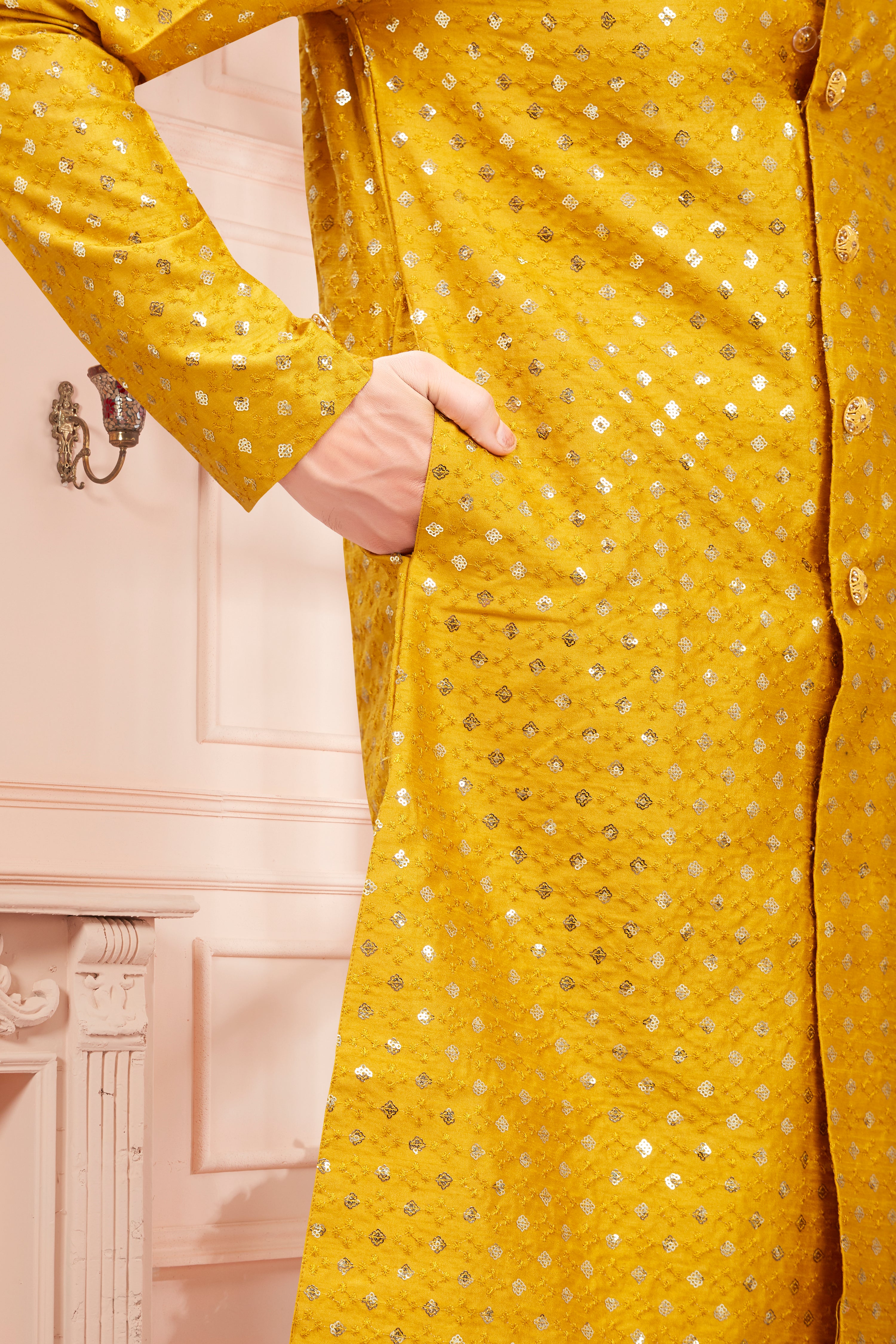Mens Sequin Embroidered Kurta Set - Roop Darshan