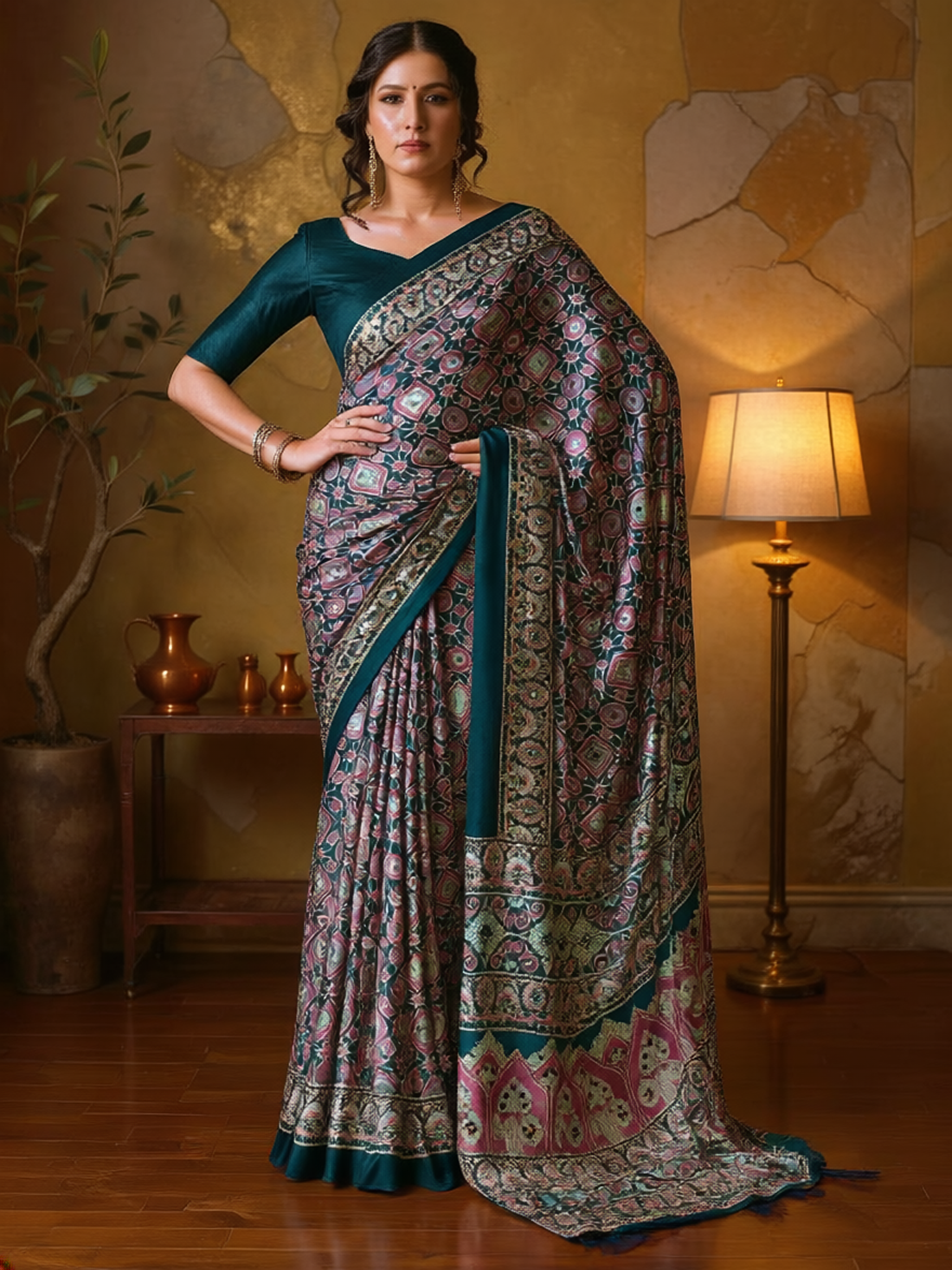 Kreena Silk Printed Saree - Roop Darshan