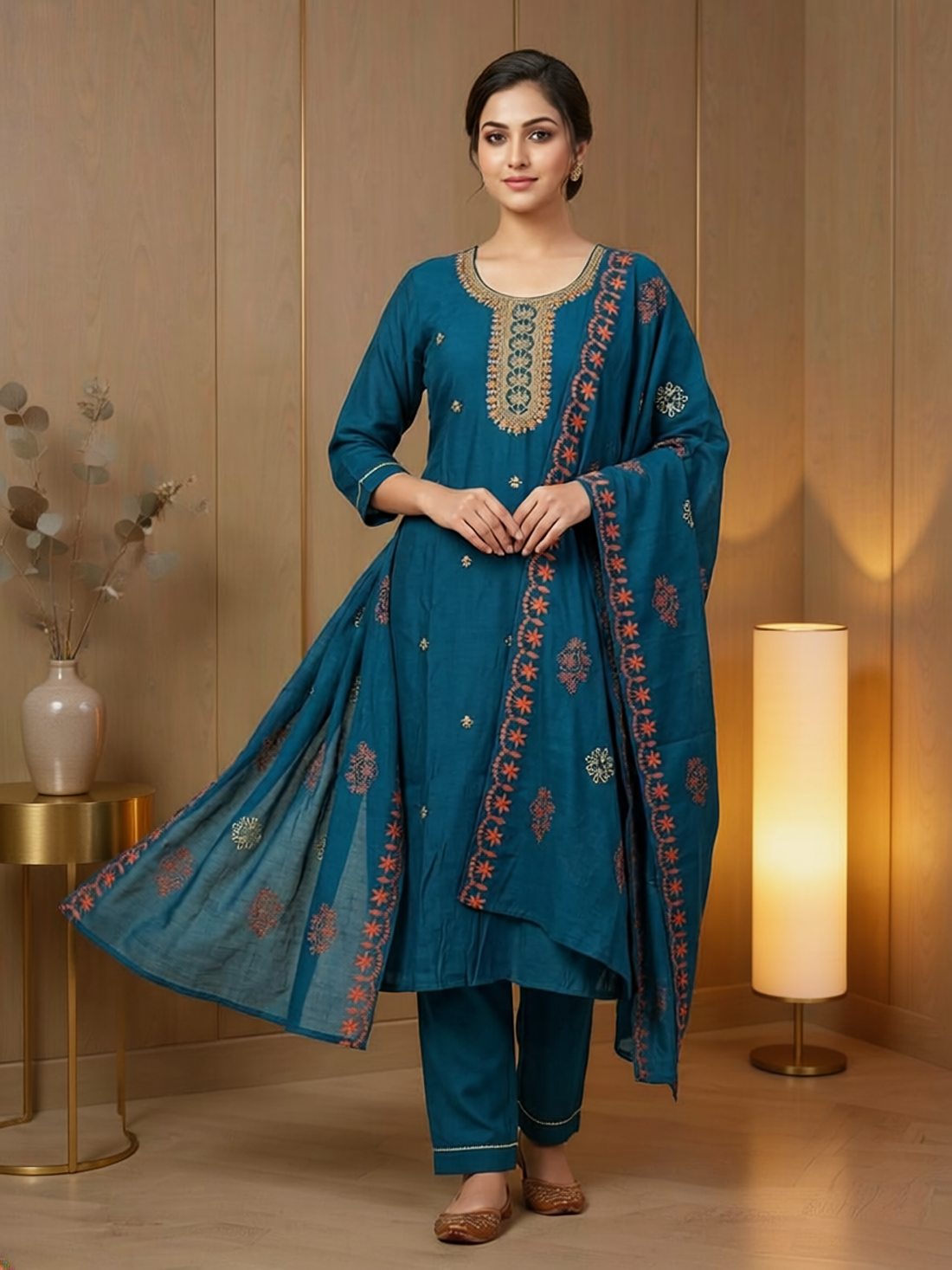 Abhira Silk Straight-Cut Suit