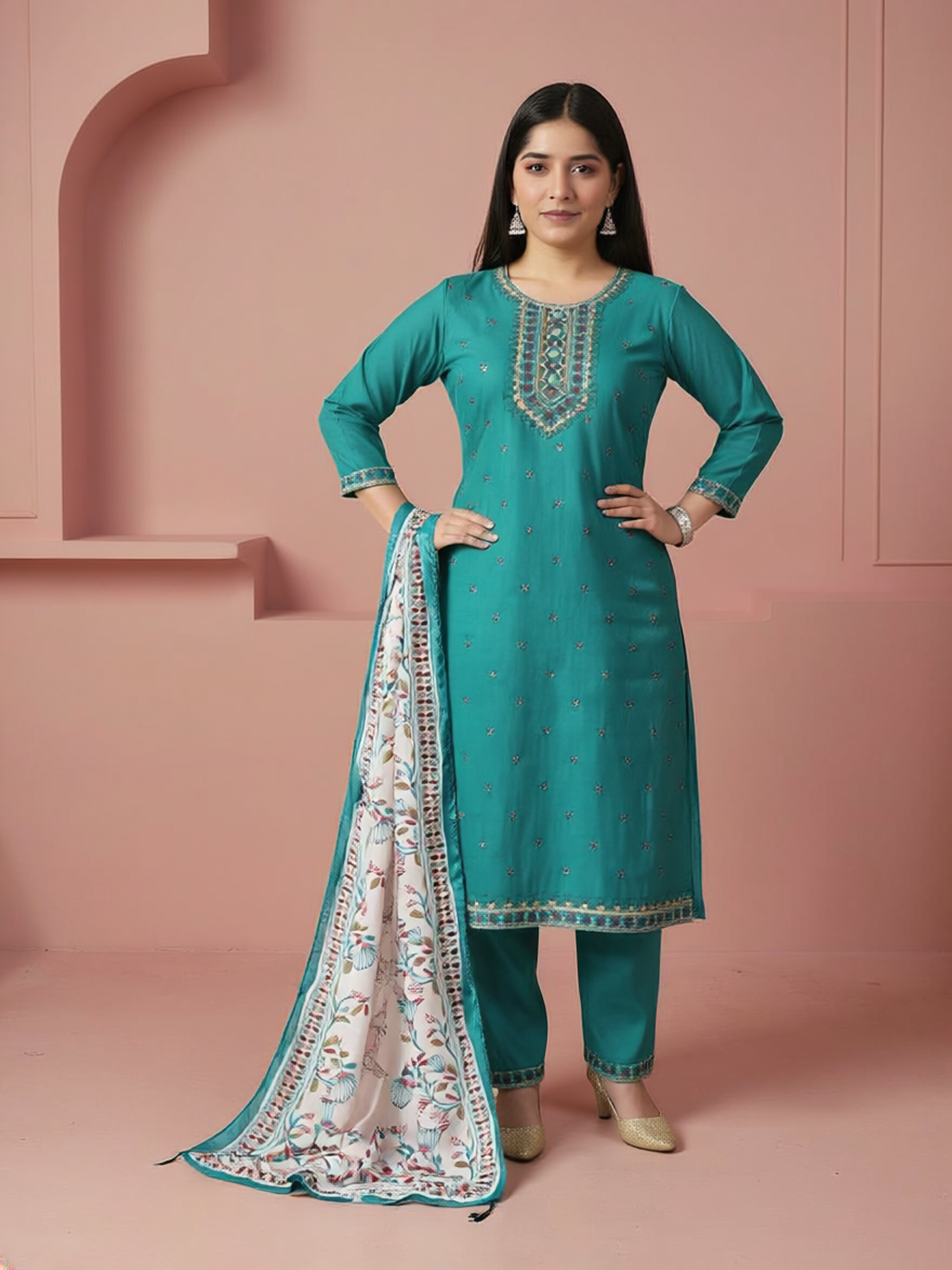 Aisha Silk Straight-Cut Suit