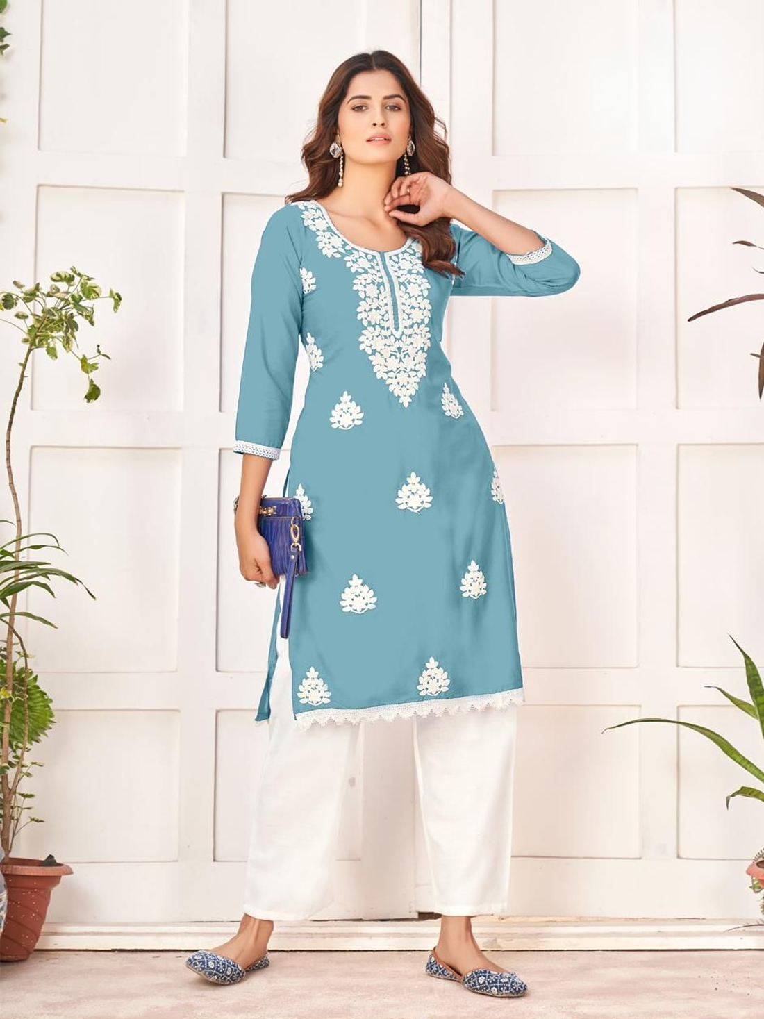 Aisha Rayon Chikankari Kurti