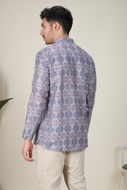 Mens Silk Printed Kurta - Roop Darshan