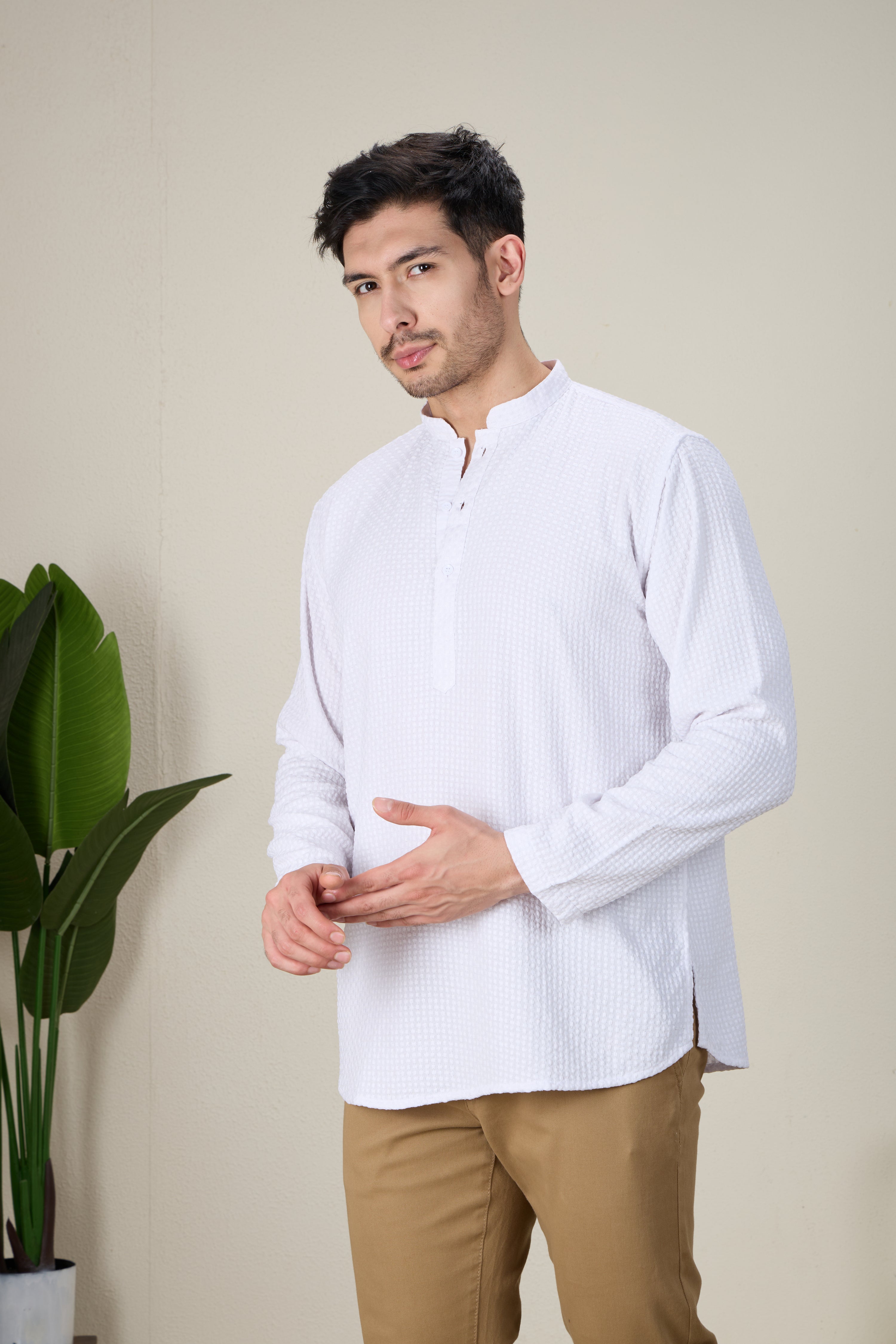 Mens Rayon Chiken-kari Work Kurta - Roop Darshan