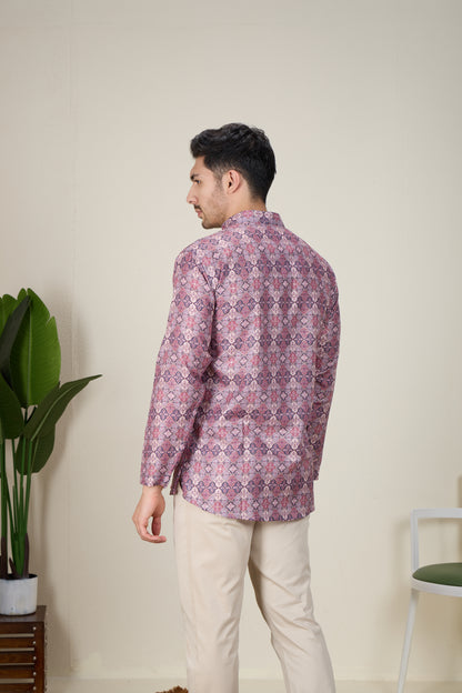 Mens Silk Printed Kurta - Roop Darshan