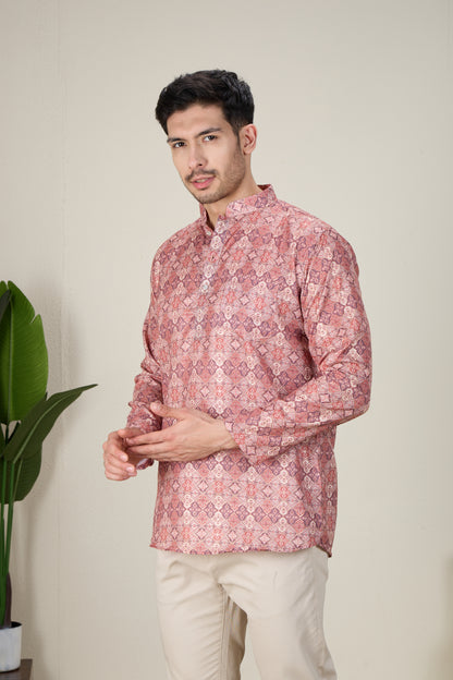 Mens Silk Printed Kurta - Roop Darshan