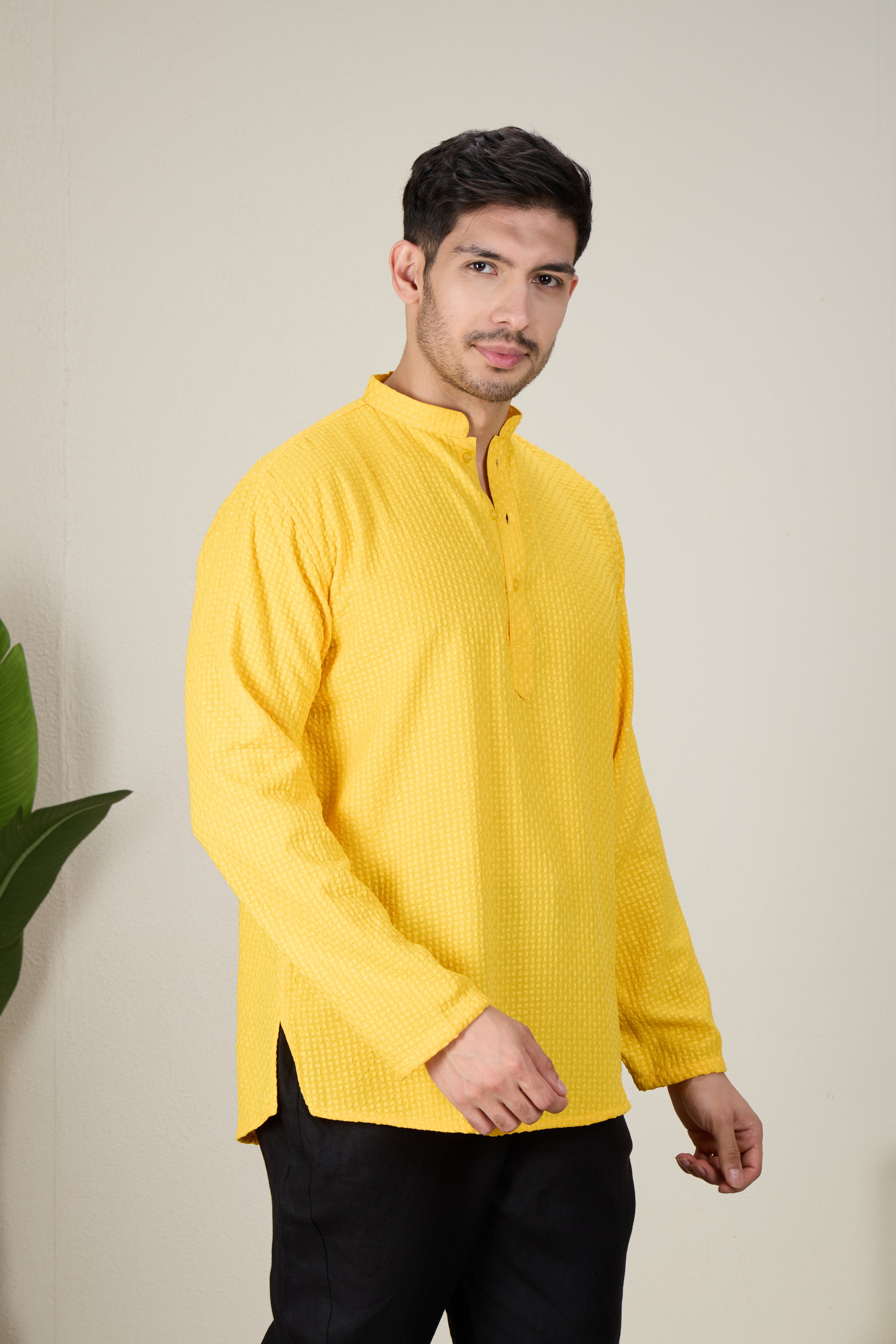 Mens Rayon Chiken-kari Work Kurta - Roop Darshan