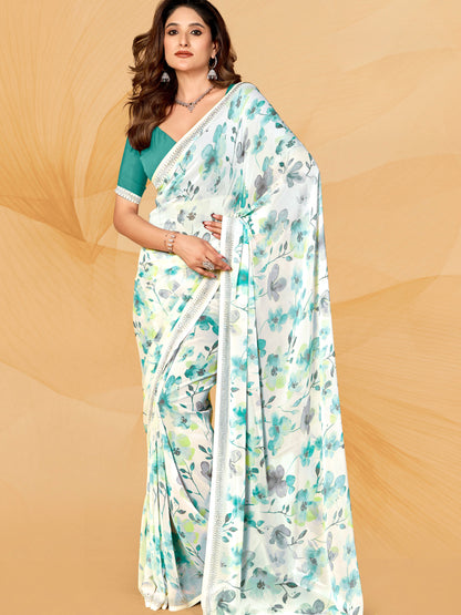 Bansari Floral Print Saree - Roop Darshan