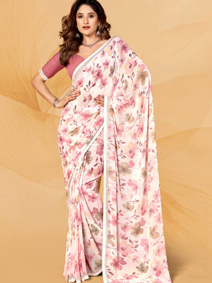 Bansari Floral Print Saree - Roop Darshan