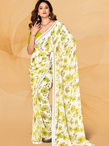Bansari Floral Print Saree - Roop Darshan