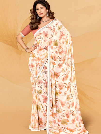 Bansari Floral Print Saree - Roop Darshan