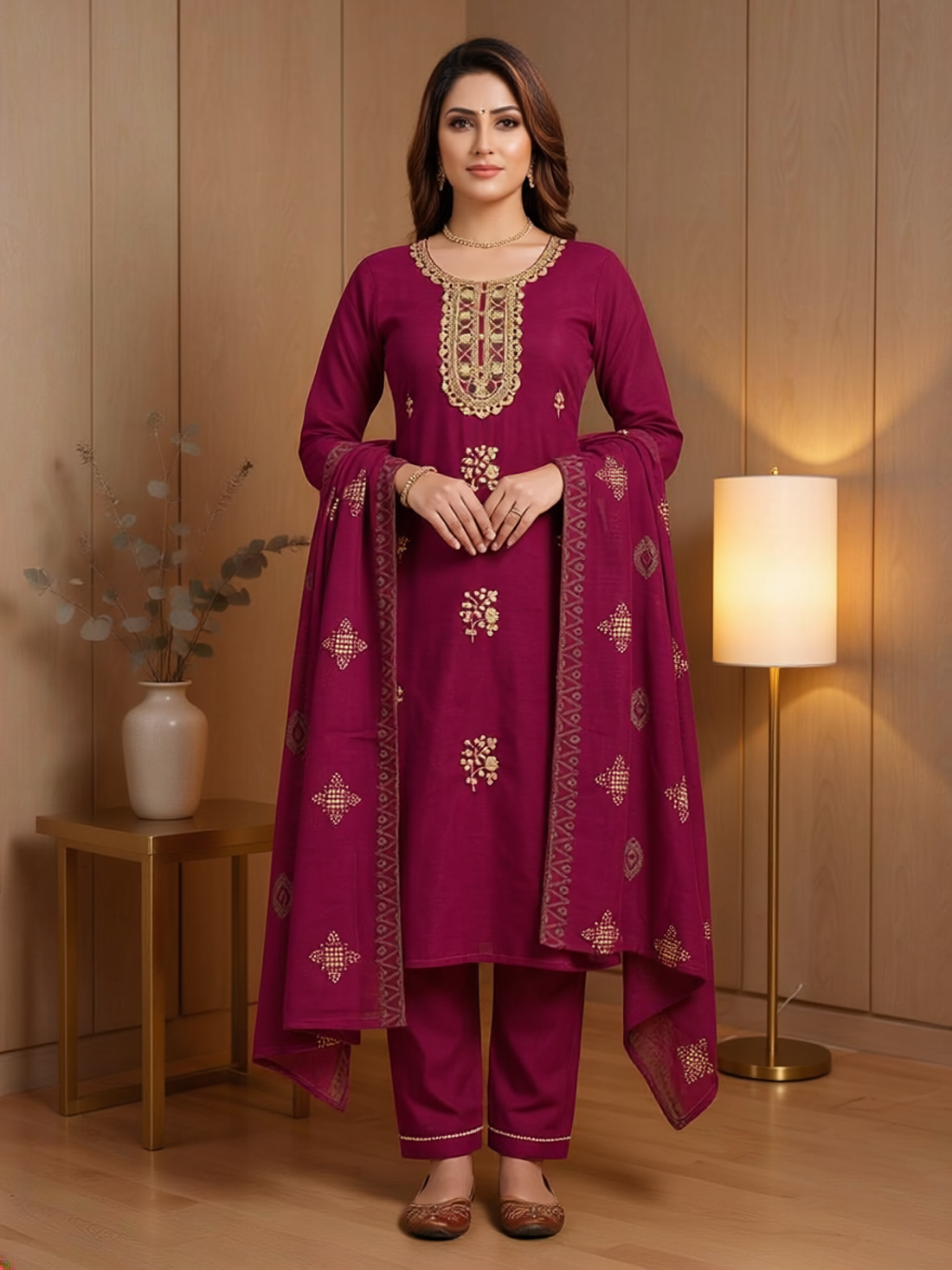 Abhira Silk Straight-Cut Suit