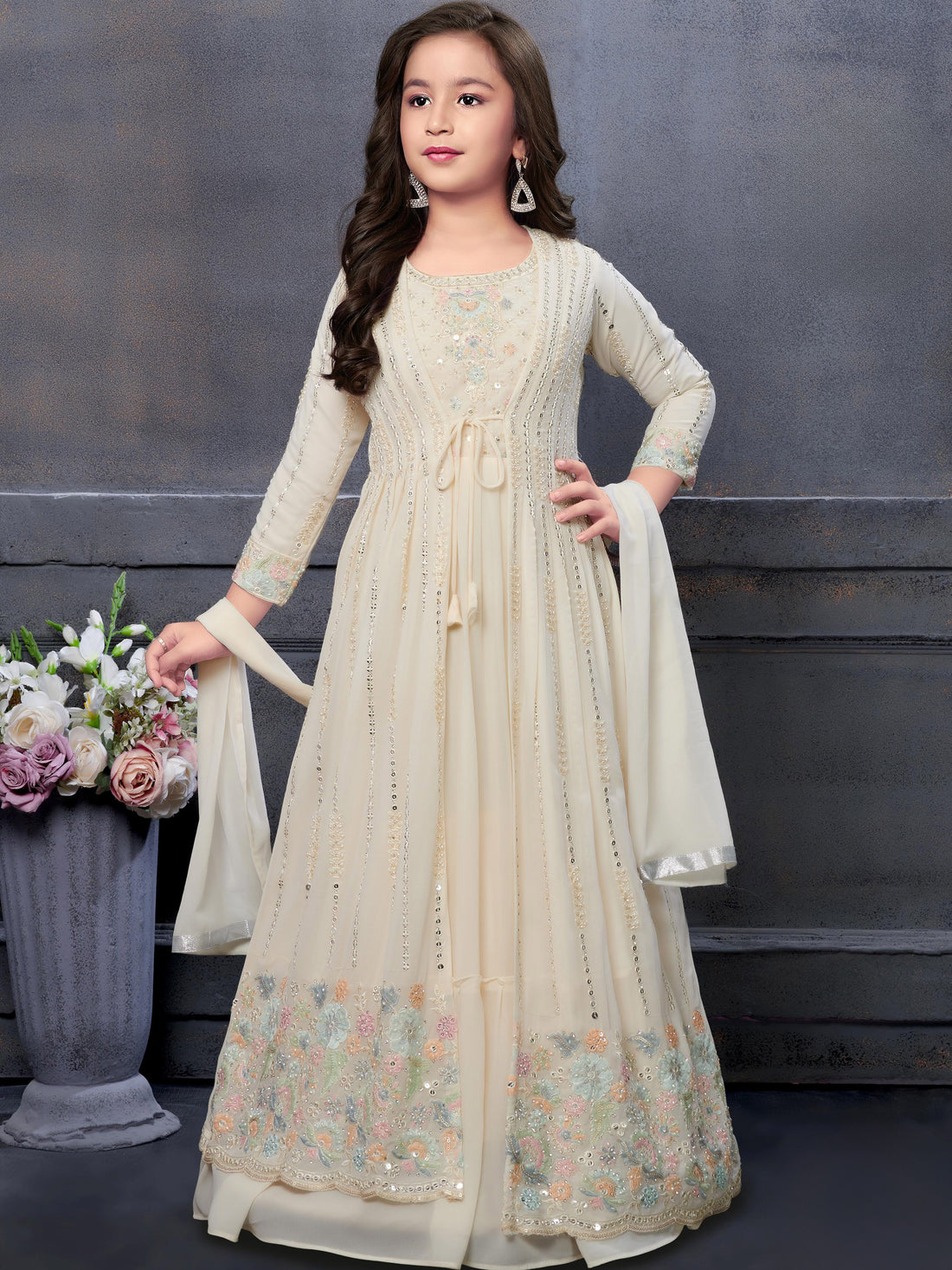 Adhira Flair Suit With Jacket - Roop Darshan