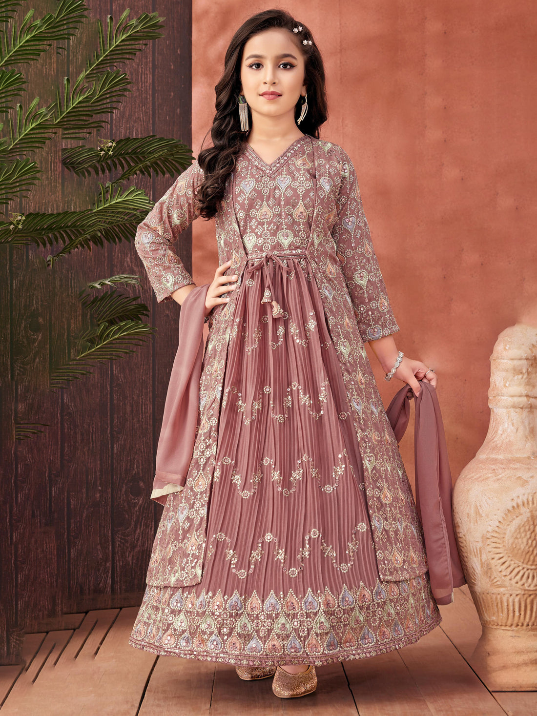 Aarvi Flair Suit With Jacket - Roop Darshan