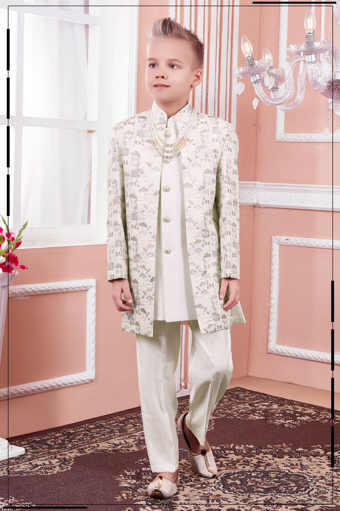 Boys Silk Kurta Set with Jacket