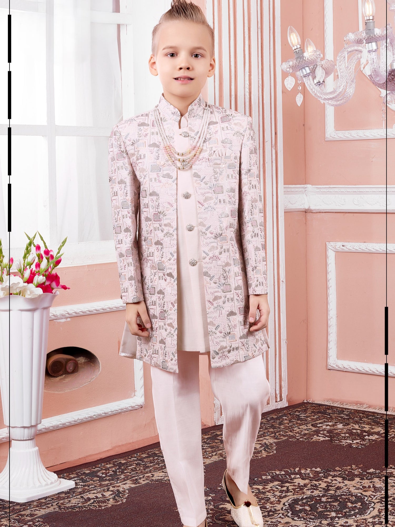 Boys Silk Kurta Set with Jacket