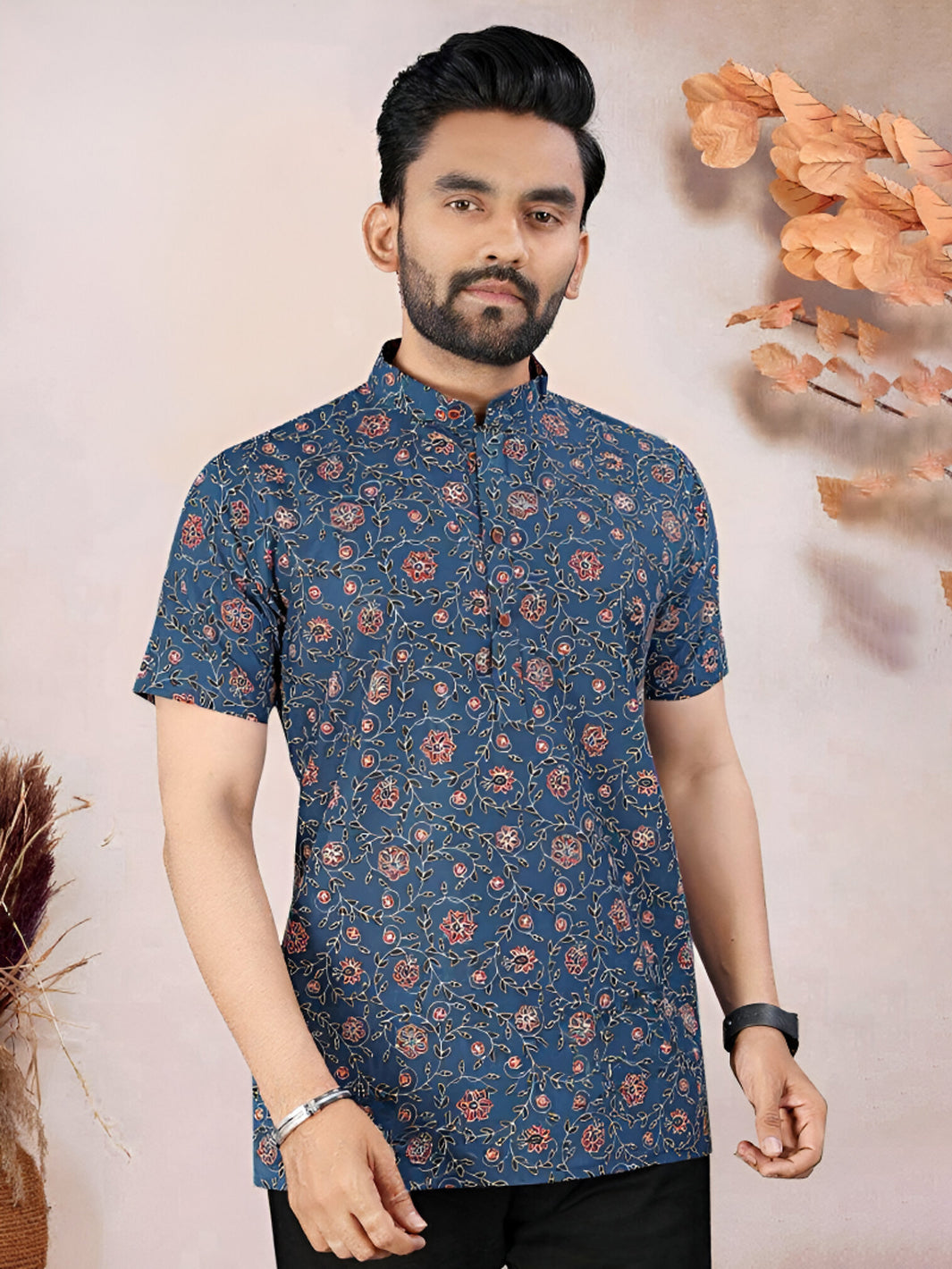Mens Cotton Printed Kurta - Roop Darshan