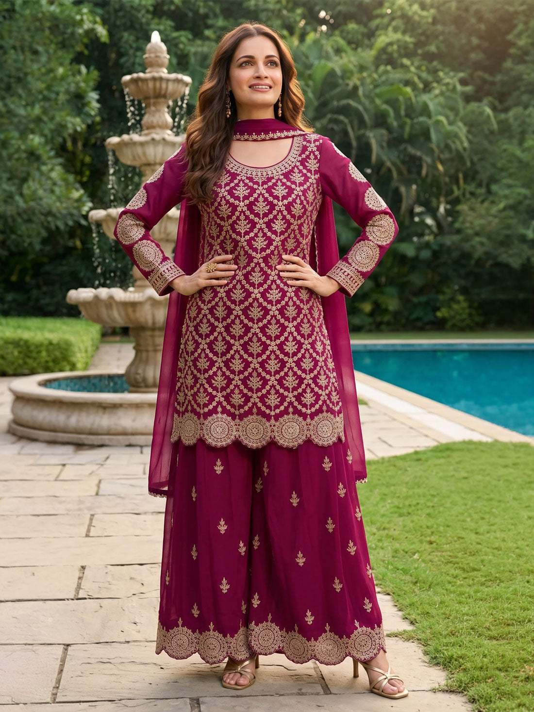 Bani Silk Straight Palazzo Suit