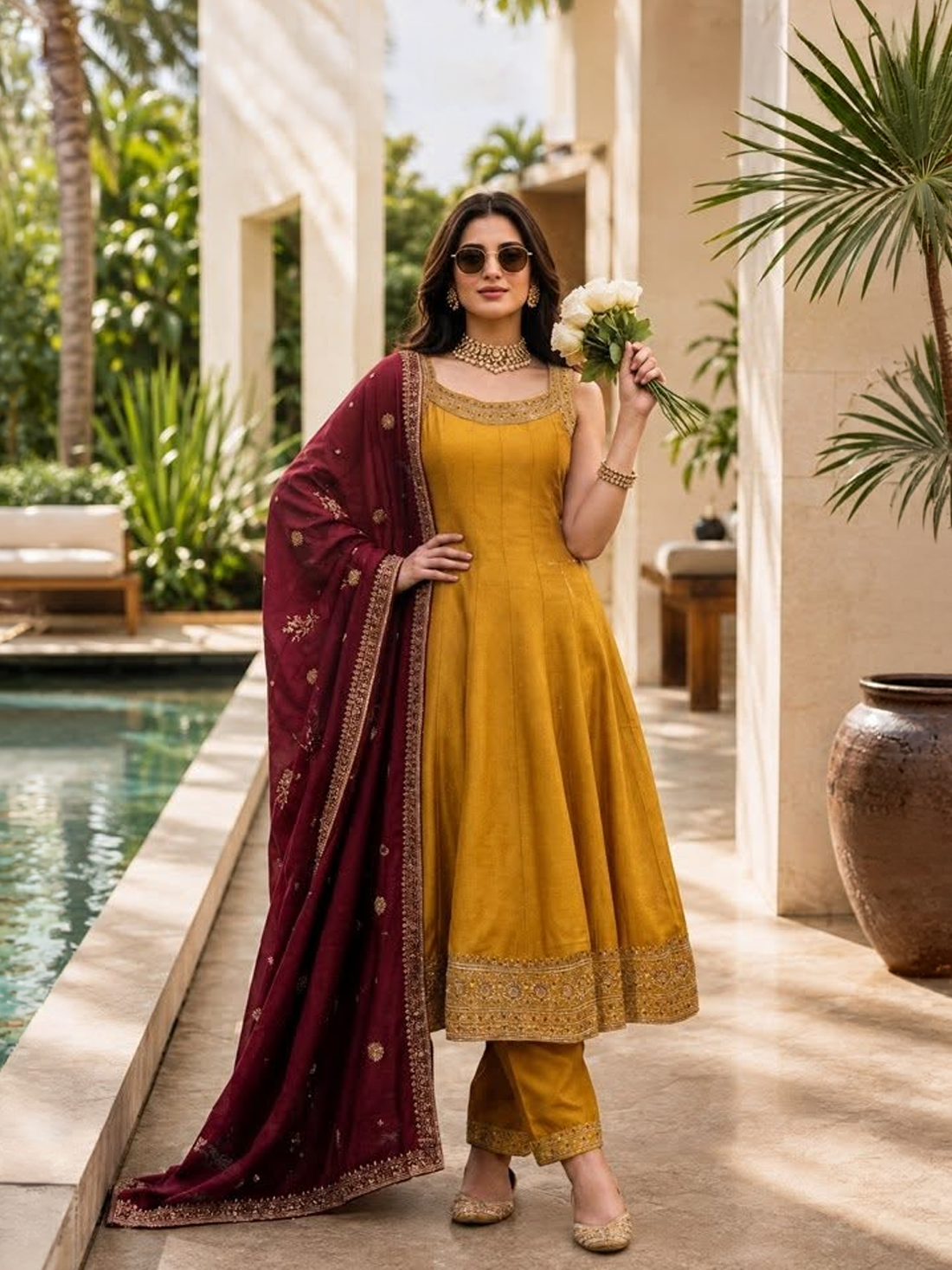 Kanan Silk Anarkali Suit - Roop Darshan