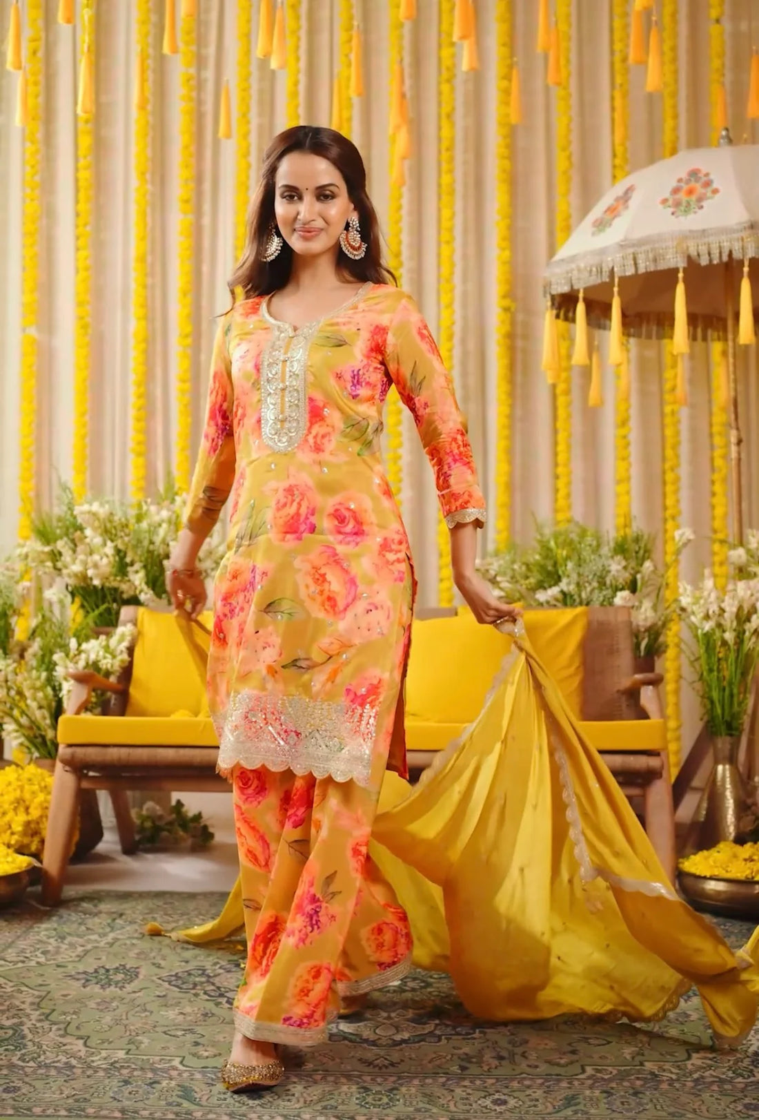 Jigna Floral Palazzo Suit