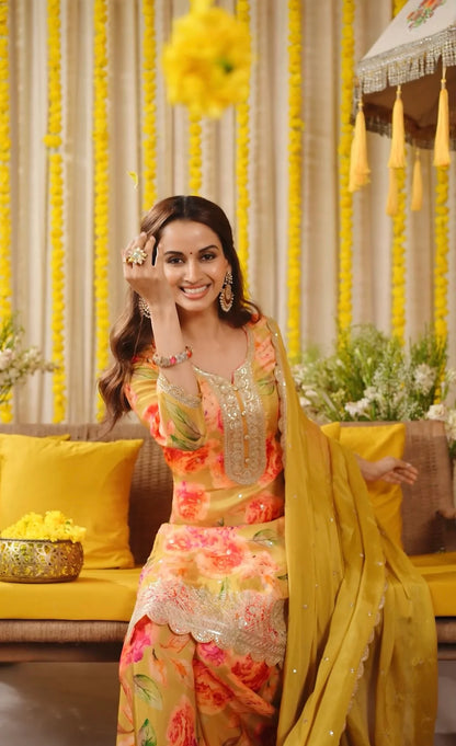 Jigna Floral Palazzo Suit