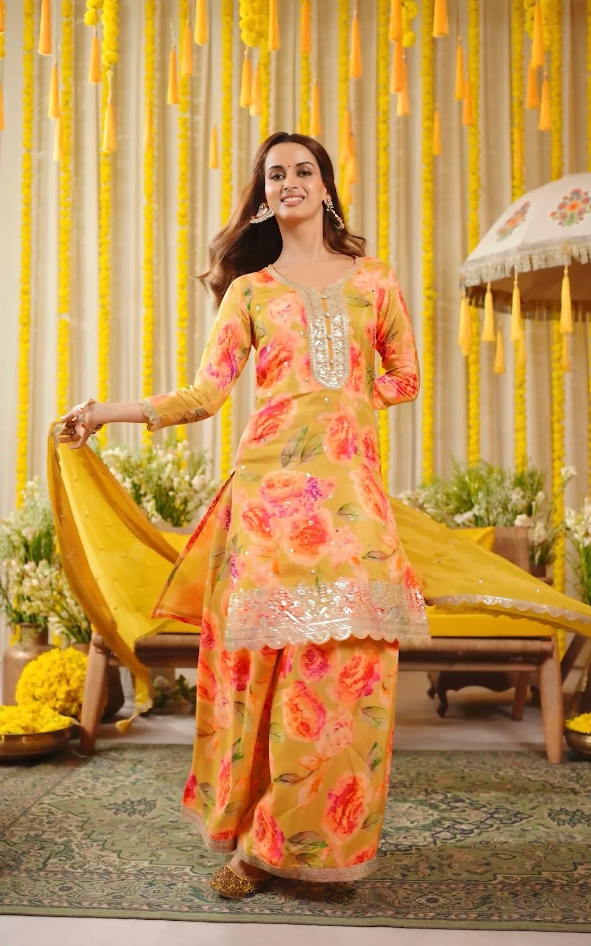 Jigna Floral Palazzo Suit