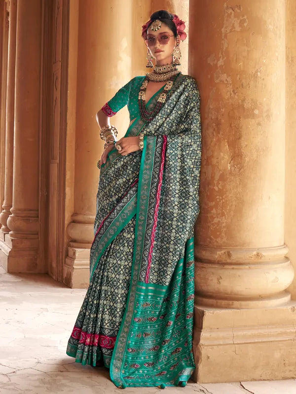 Krishi Silk Printed Saree - Roop Darshan