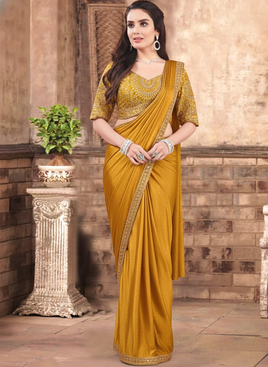 Uwaiza Ready To Wear Choli Saree - Roop Darshan