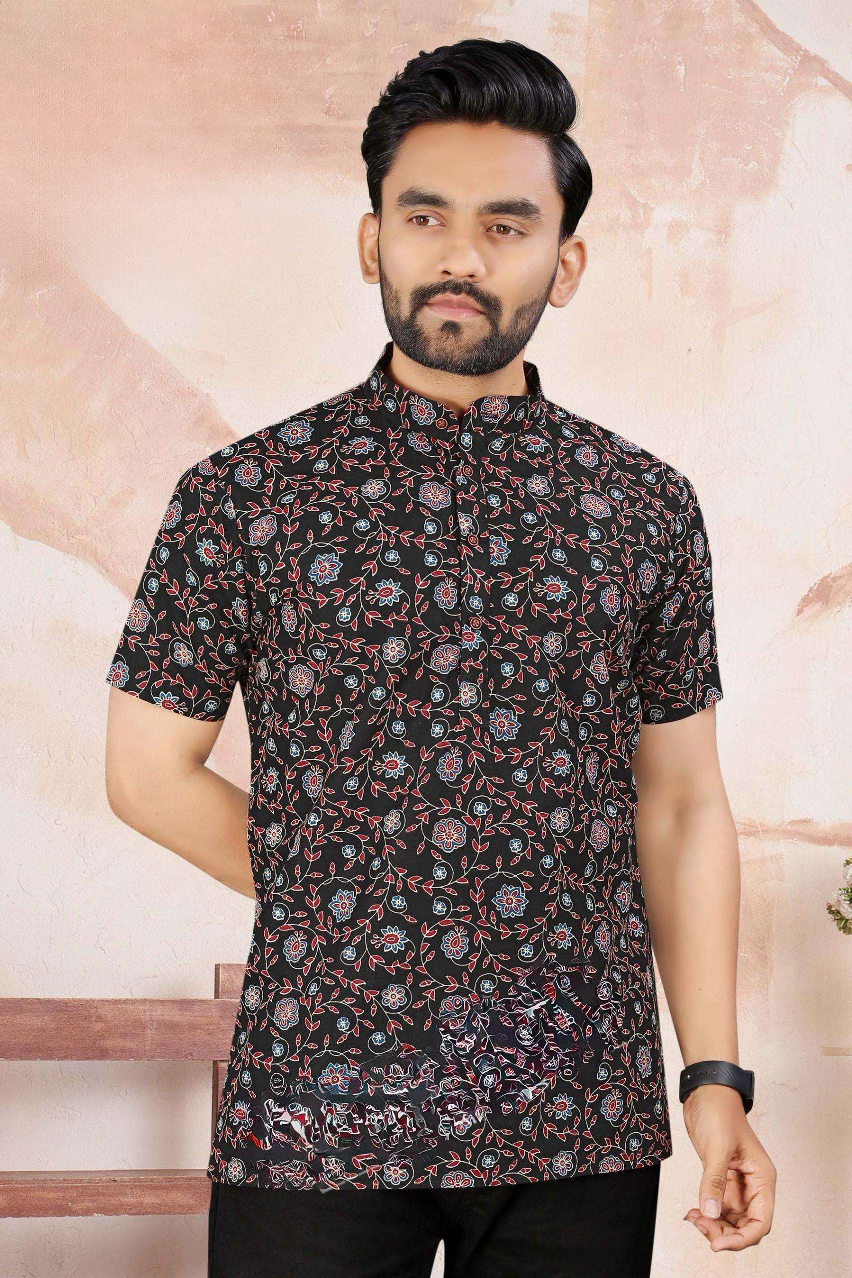 Mens Cotton Printed Kurta - Roop Darshan