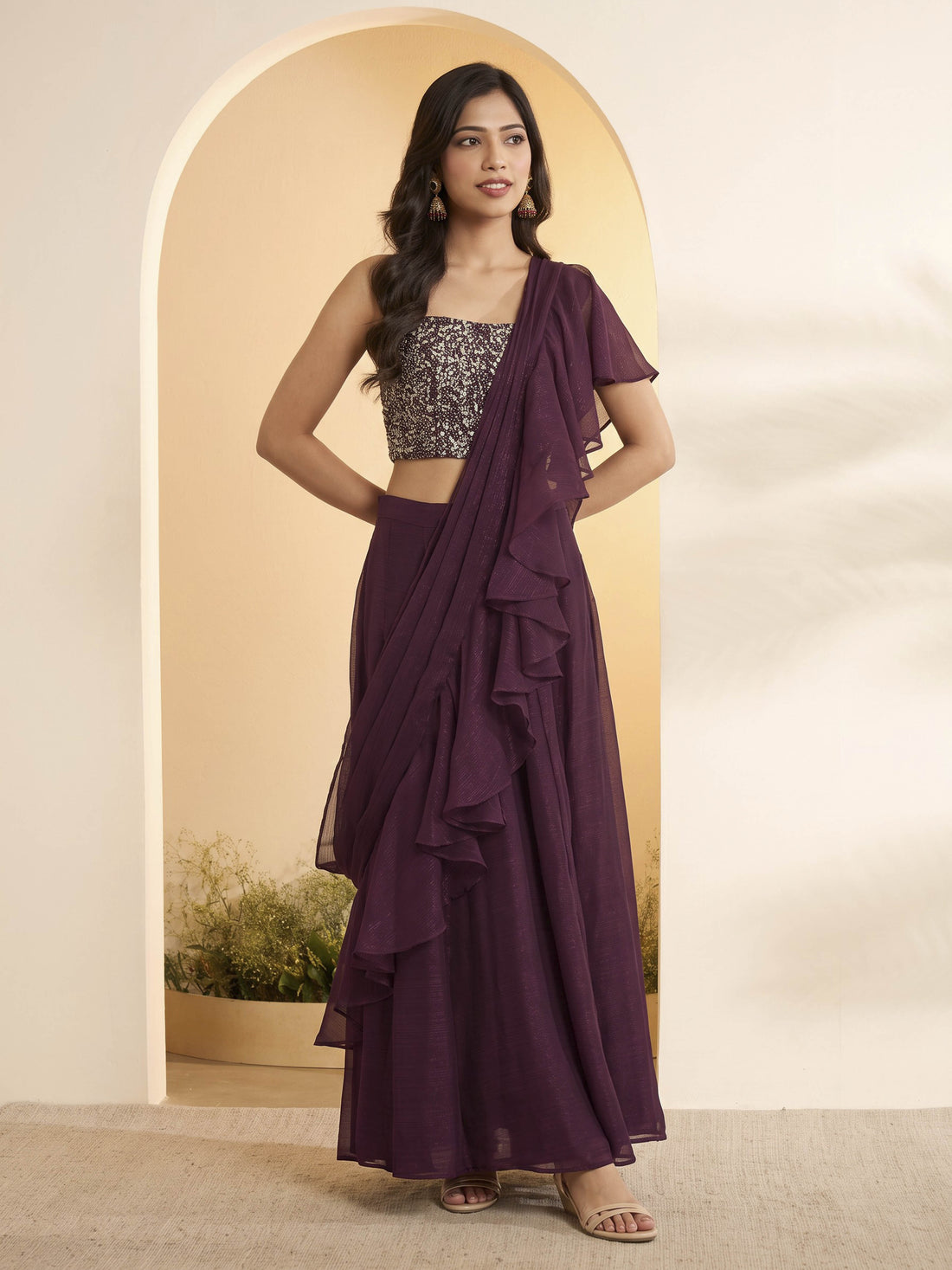 Biba Pre-draped Saree - Roop Darshan