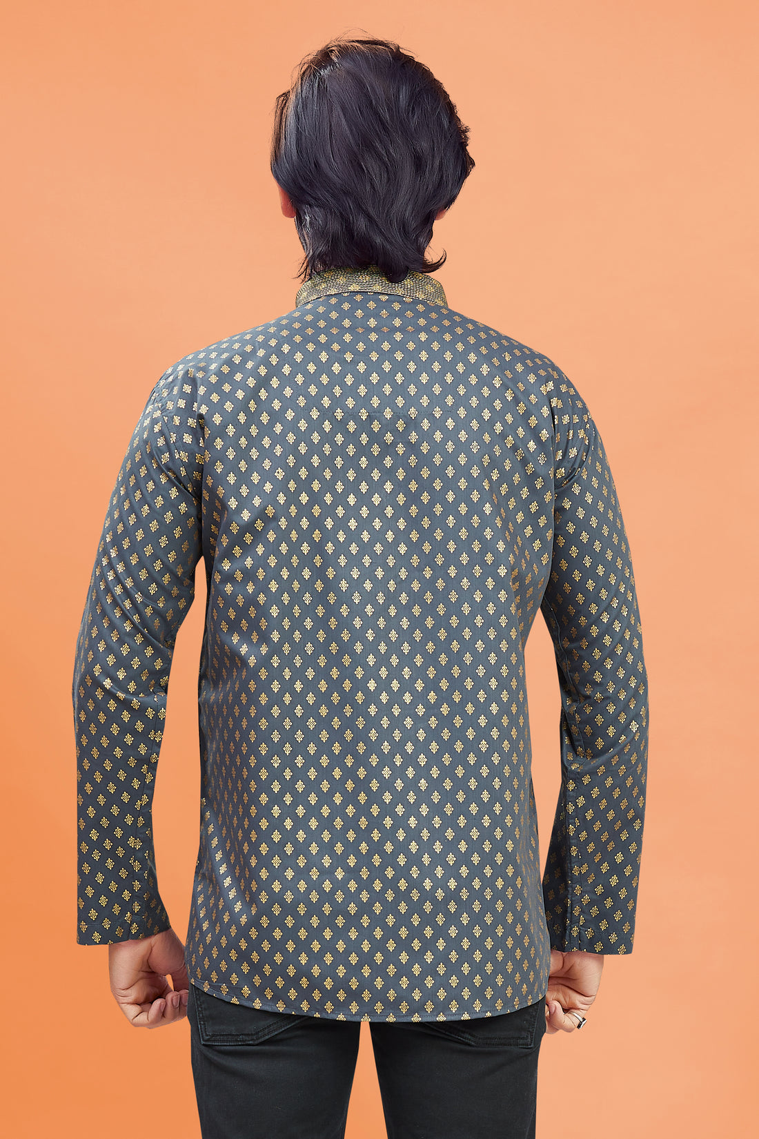 Mens Silk Printed Kurta - Roop Darshan