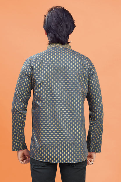Mens Silk Printed Kurta - Roop Darshan